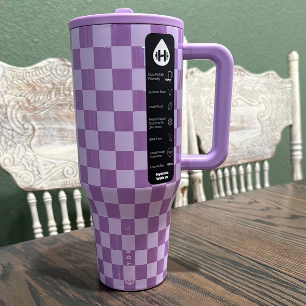 Hydrojug 40oz Purple Checkered traveler
